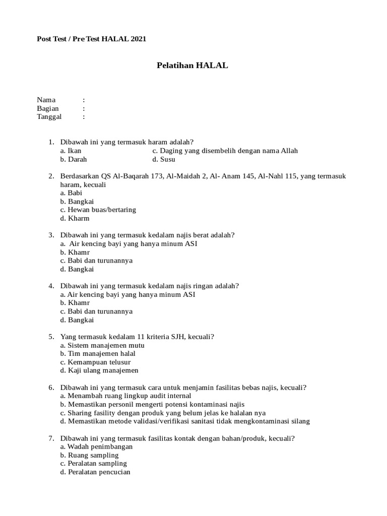 Detail Contoh Pre Test Dan Post Test Nomer 7