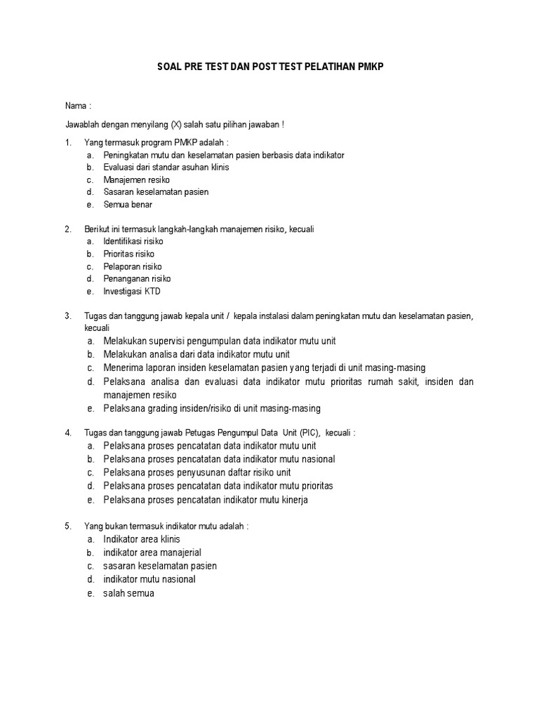 Detail Contoh Pre Test Dan Post Test Nomer 9