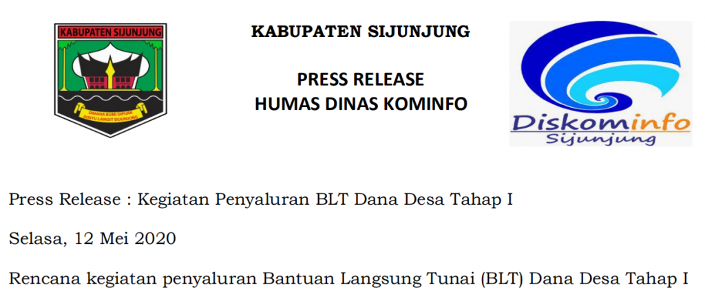 Detail Contoh Press Release Kegiatan Nomer 26