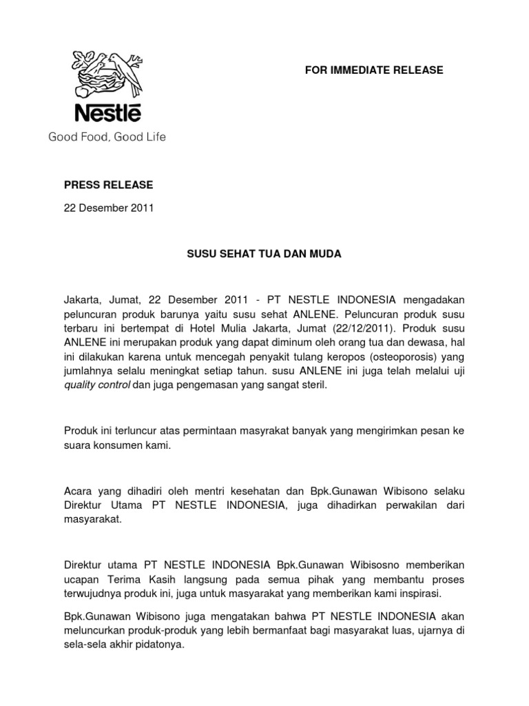 Contoh press release produk 53 koleksi gambar