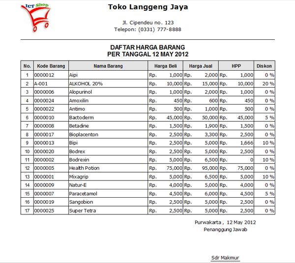 Detail Contoh Price List Nomer 31