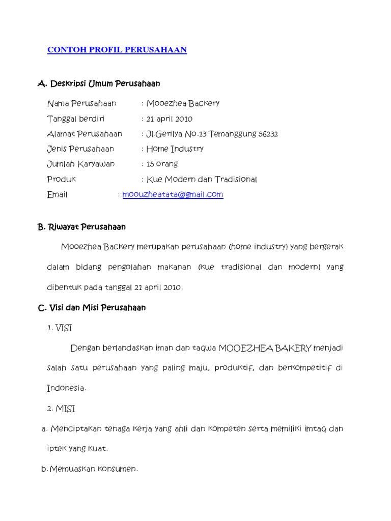 Contoh Profil Perusahaan - KibrisPDR