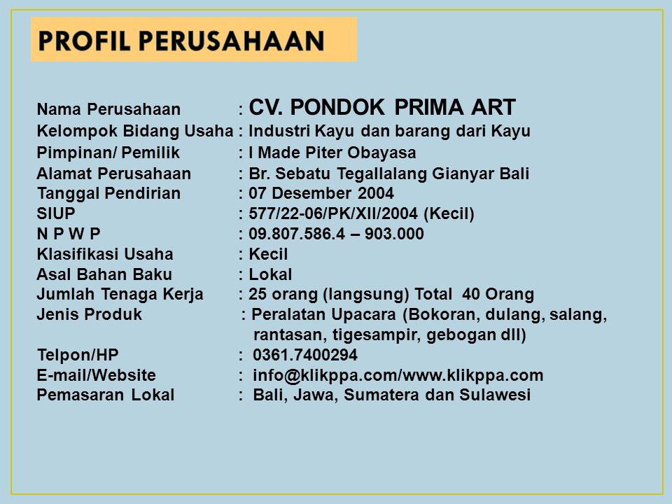 Detail Contoh Profil Perusahaan Dagang Nomer 15