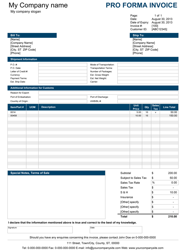 Detail Contoh Proforma Invoice Nomer 2