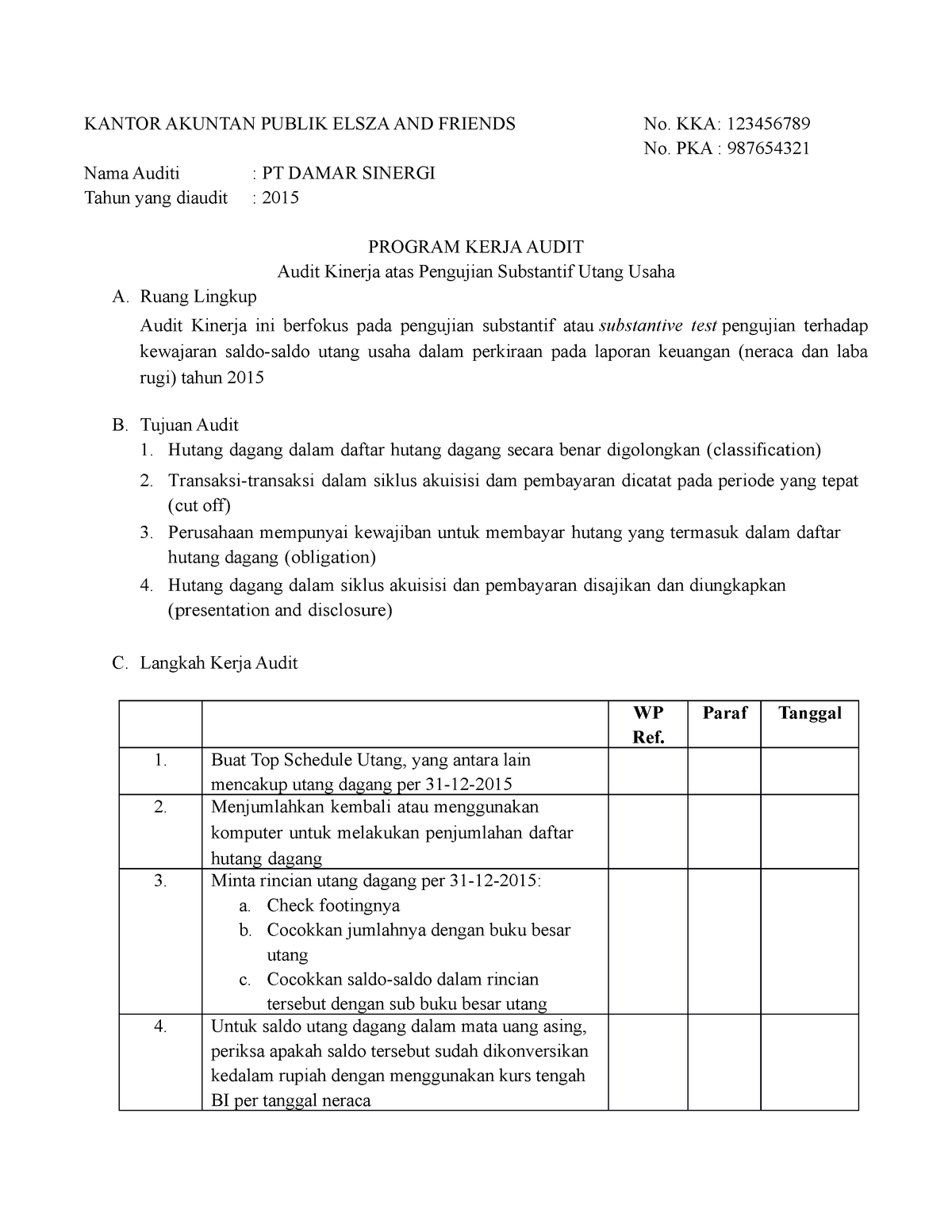 Contoh Program Audit - KibrisPDR