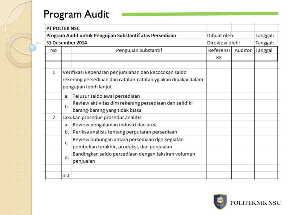 Detail Contoh Program Audit Nomer 11