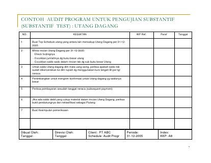 Detail Contoh Program Audit Nomer 15