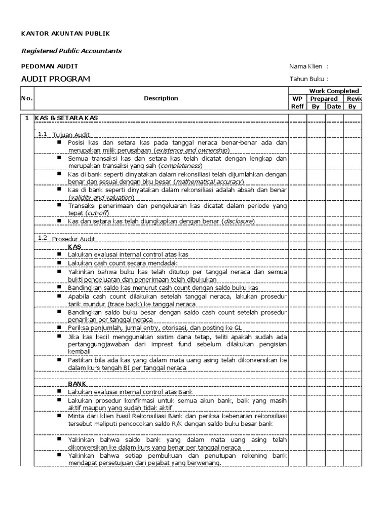 Detail Contoh Program Audit Nomer 8