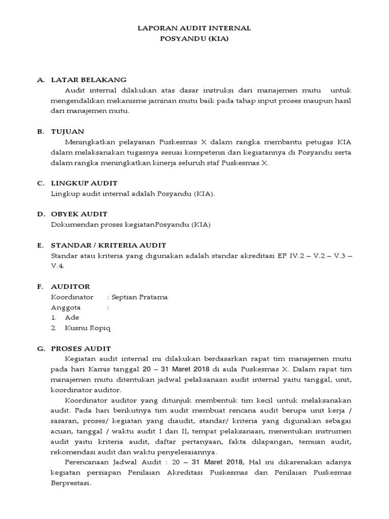 Detail Contoh Program Audit Internal Perusahaan Nomer 18