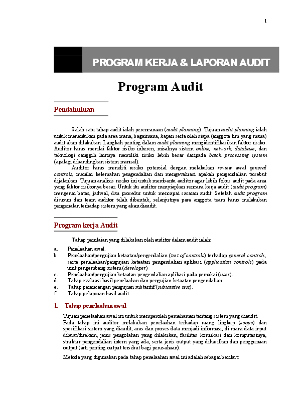 Detail Contoh Program Audit Internal Perusahaan Nomer 26