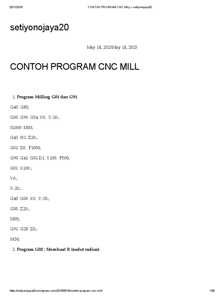 Detail Contoh Program Cnc Nomer 23