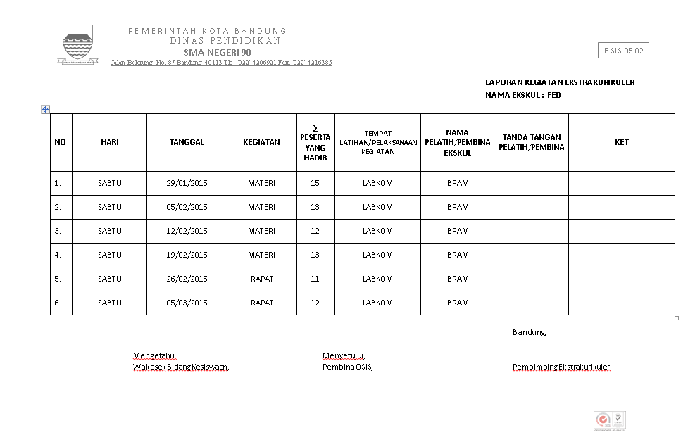 Detail Contoh Program Ekstrakurikuler Nomer 27