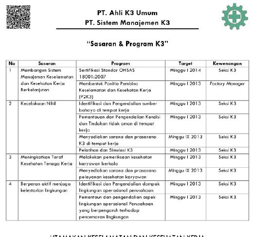 Detail Contoh Program K3 Nomer 18