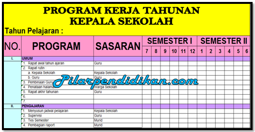 Detail Contoh Program Kerja Kepala Sekolah Sd Nomer 19