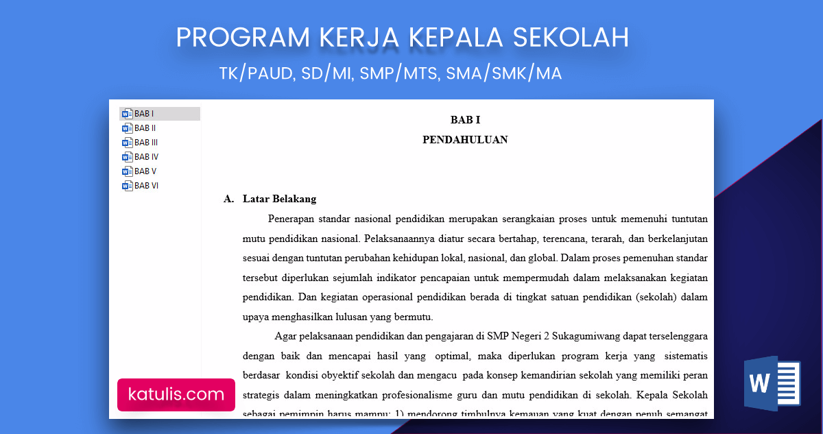 Detail Contoh Program Kerja Kepala Sekolah Sd Nomer 43