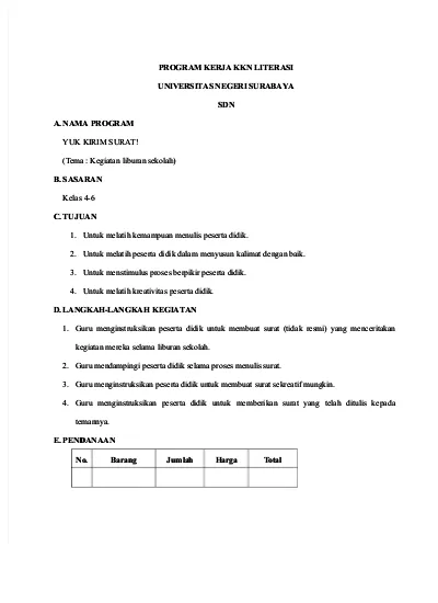 Detail Contoh Program Kerja Kkn Nomer 32