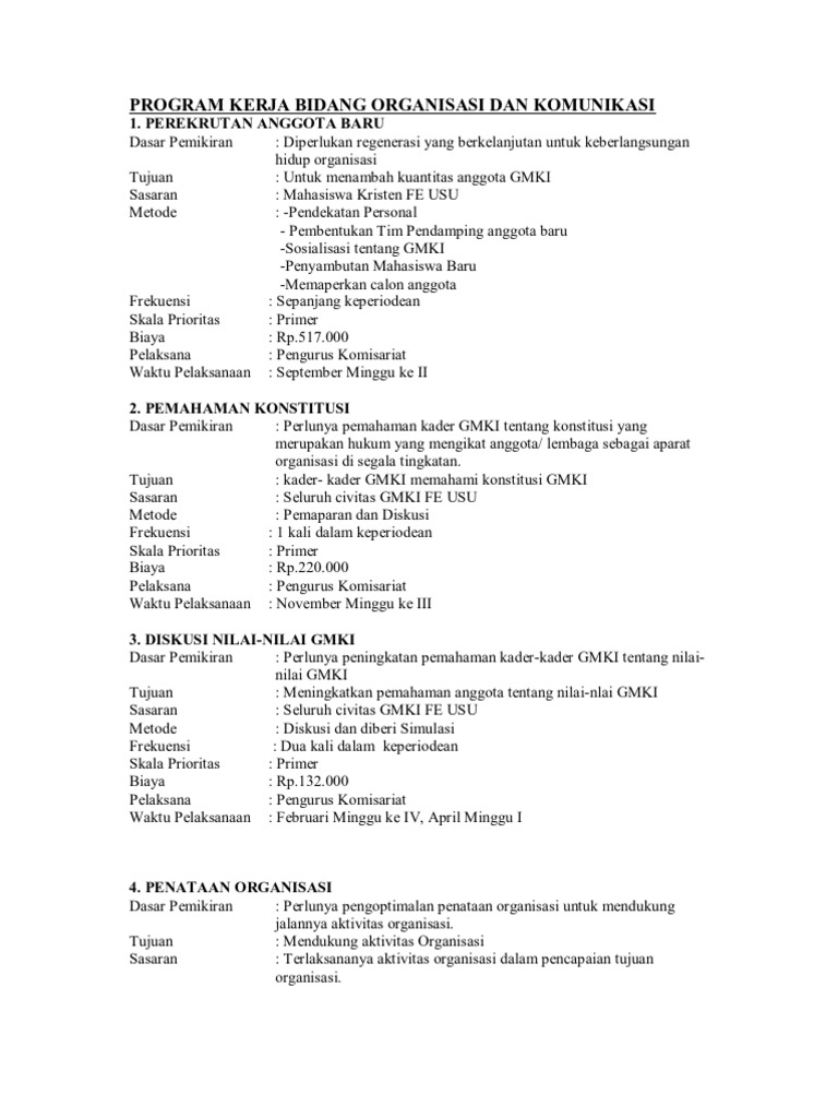 Detail Contoh Program Kerja Organisasi Nomer 26