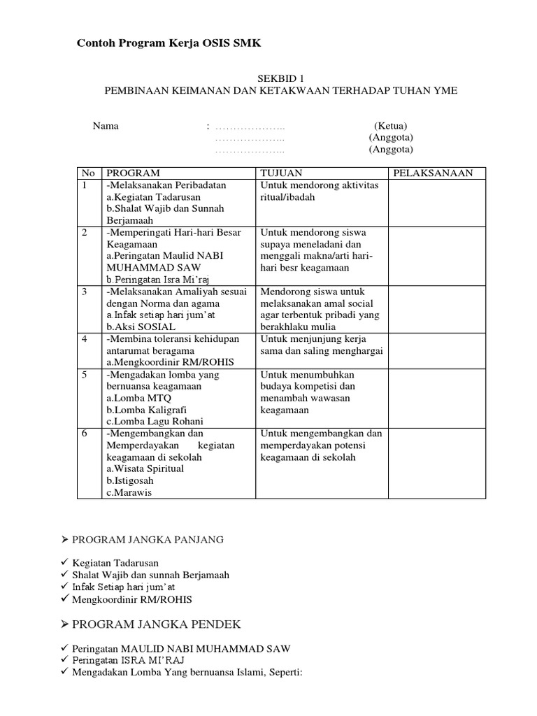 Detail Contoh Program Kerja Osis Nomer 9