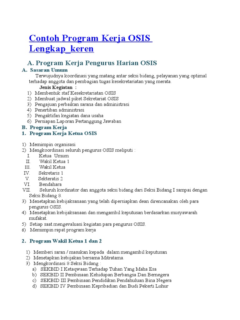 Contoh Program Kerja Osis Bidang Keterampilan Dan Kewirausahaan - KibrisPDR