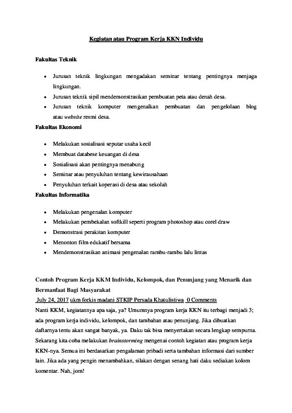 Detail Contoh Program Kkn Nomer 8