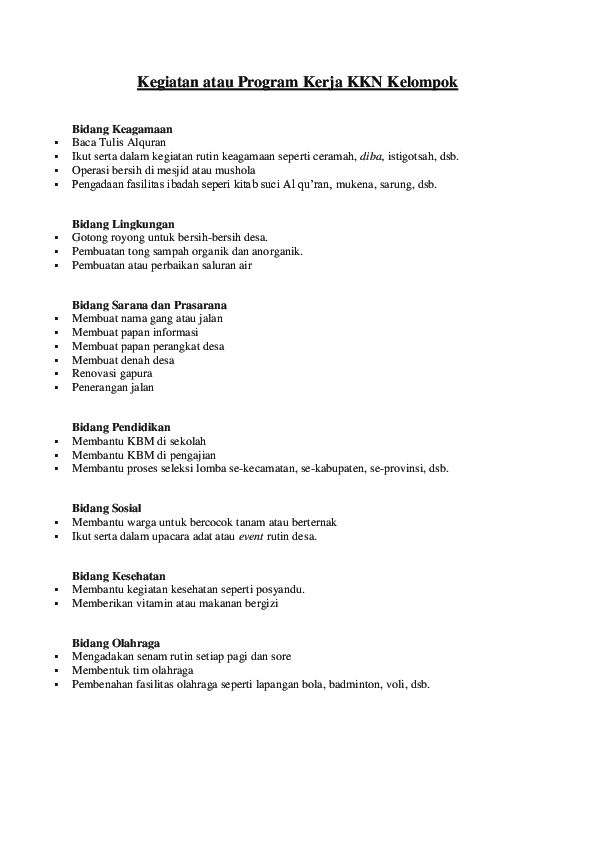 Detail Contoh Program Kkn Nomer 9