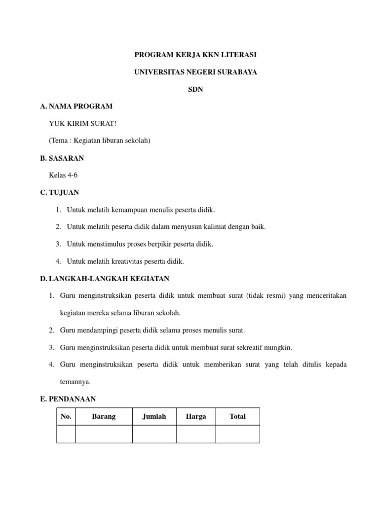 Detail Contoh Program Kkn Nomer 32