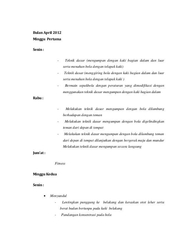 Detail Contoh Program Latihan Sepak Bola Nomer 31