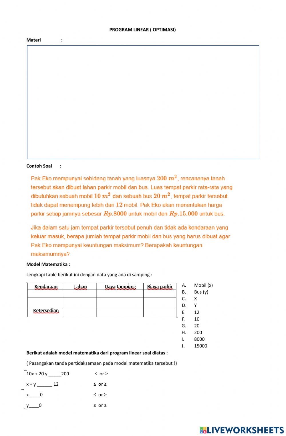 Detail Contoh Program Linear Nomer 35