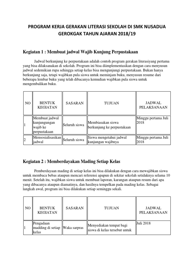 Detail Contoh Program Literasi Sd Nomer 23