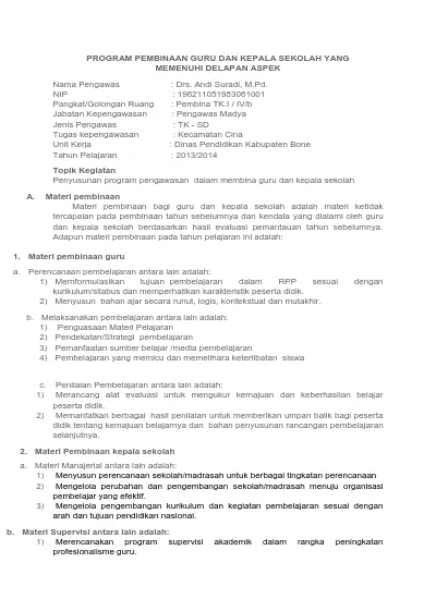 Detail Contoh Program Pembinaan Guru Nomer 2
