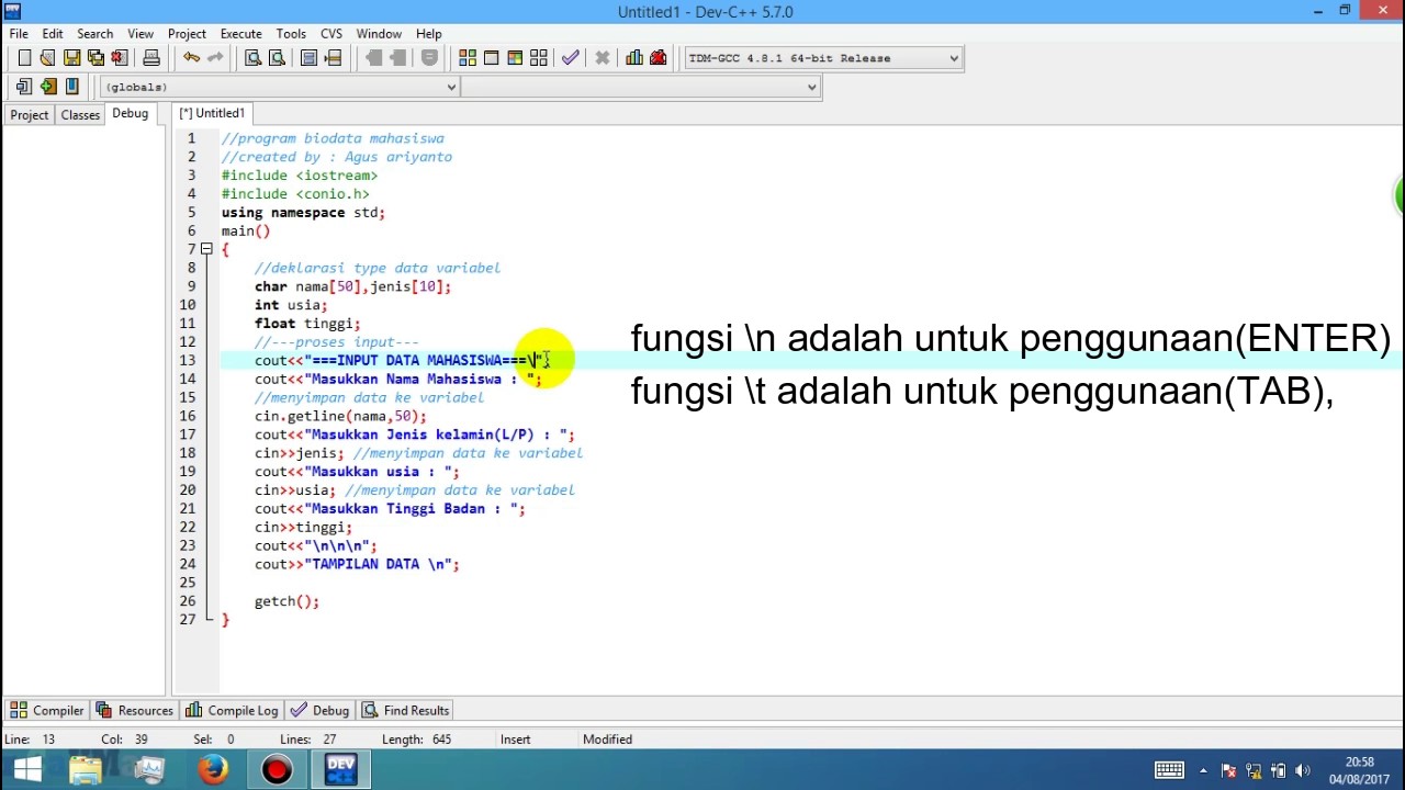Halaman Unduh untuk file Contoh Program Python Biodata yang ke 6