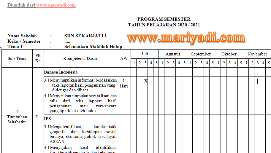 Detail contoh program semester k13 koleksi nomer 4