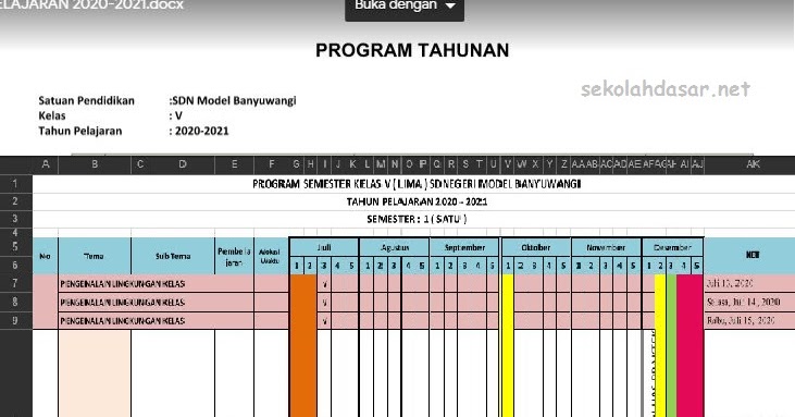 Detail Contoh Program Semester Sd Nomer 14