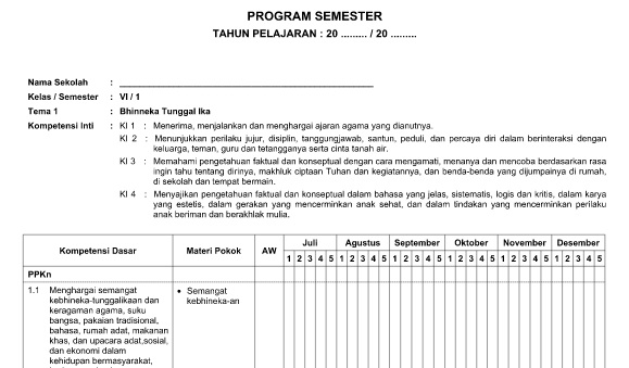 Detail Contoh Program Semester Sd Nomer 29