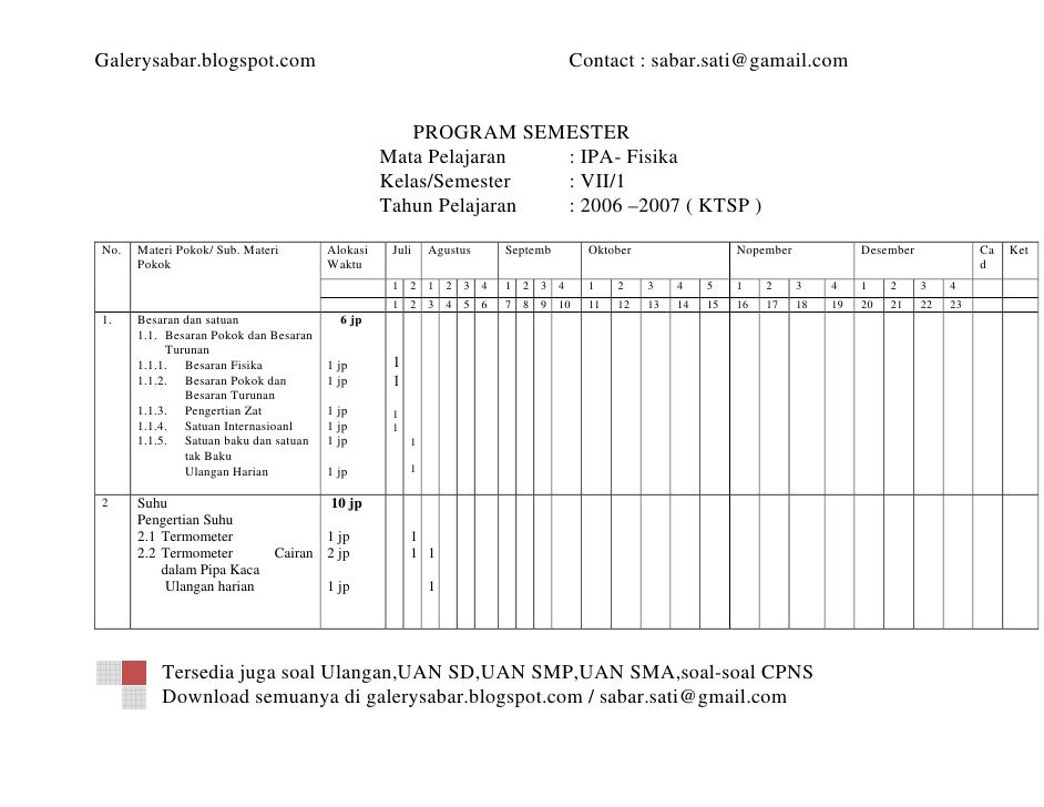 Detail Contoh Program Semester Sd Nomer 39