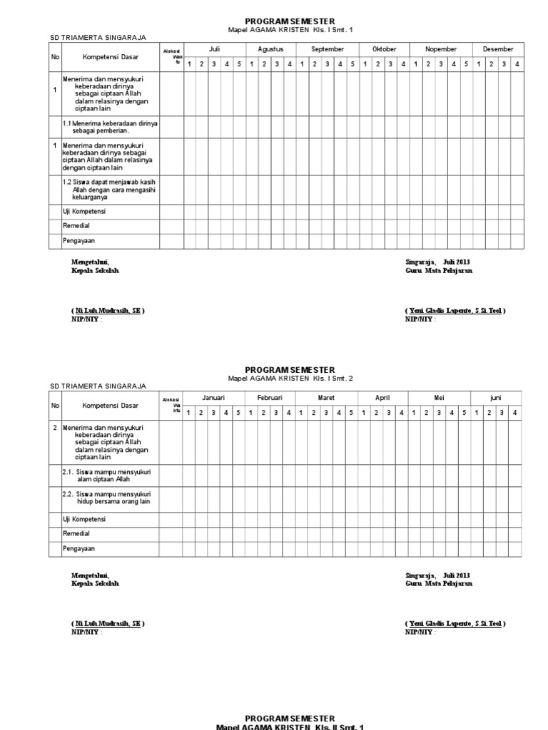 Detail Contoh Program Semester Sd Nomer 57