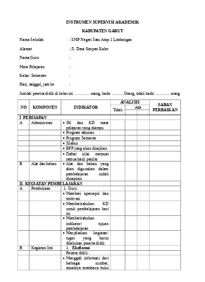 Detail Contoh Program Supervisi Kepala Sekolah Kurikulum 2013 Nomer 35