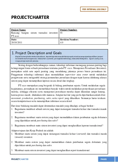 Detail Contoh Project Charter Sederhana Nomer 12