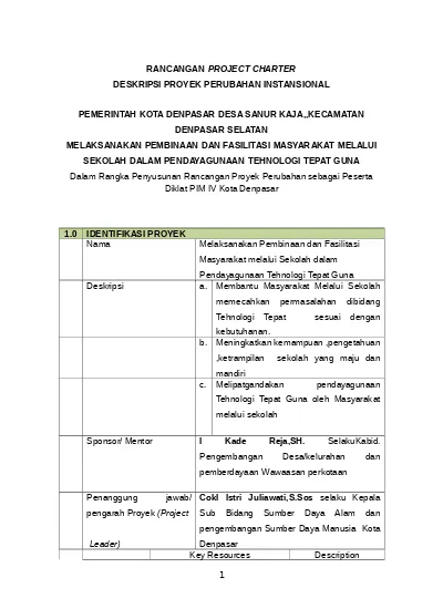 Detail Contoh Project Charter Sederhana Nomer 15