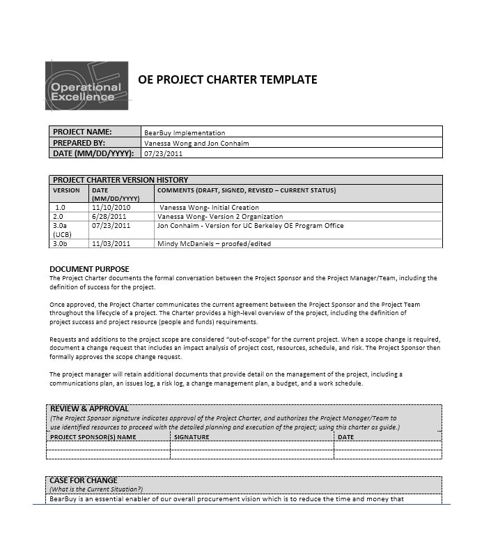 Detail Contoh Project Charter Sederhana Nomer 31