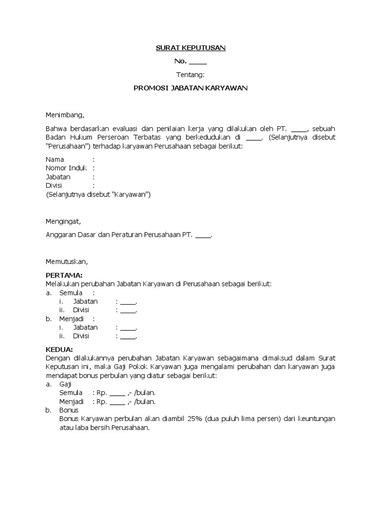 Detail Contoh Promosi Jabatan Nomer 17