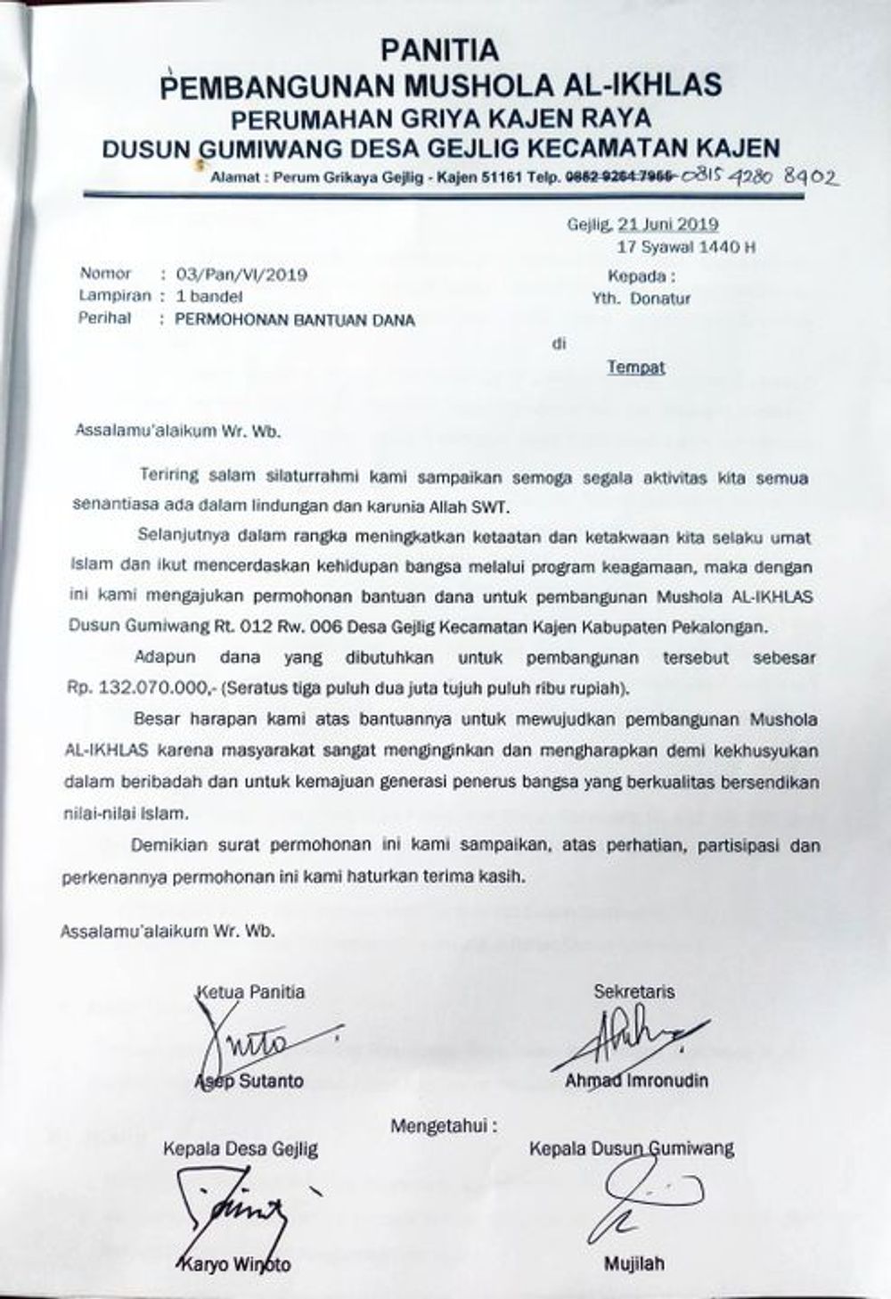 Detail Contoh Proposal Bantuan Dana Pembangunan Nomer 3