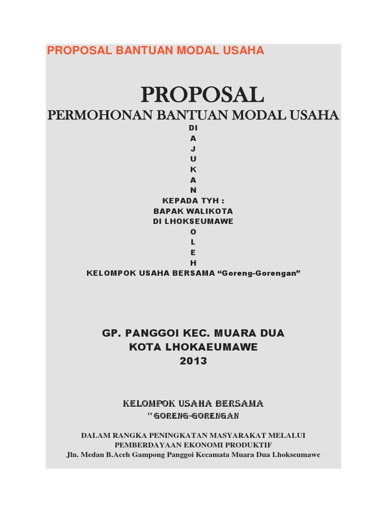 Detail Contoh Proposal Bantuan Dana Usaha Kios Nomer 33