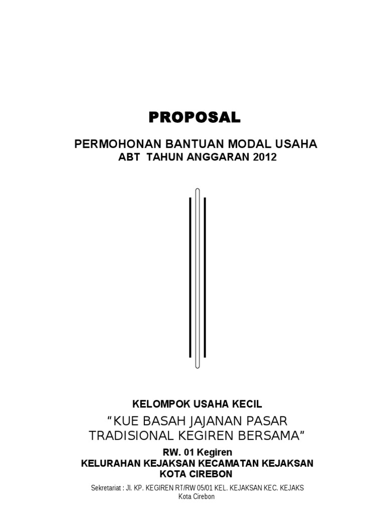 Contoh Proposal Bantuan Modal Usaha Perorangan Doc - KibrisPDR