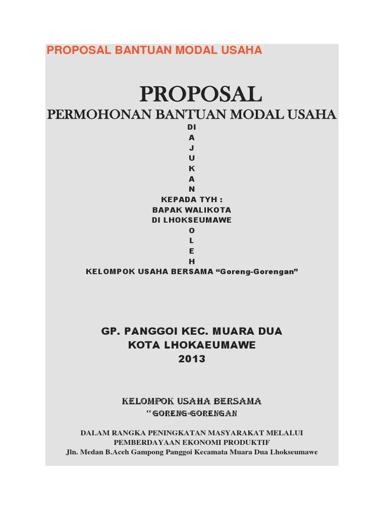 Detail Contoh Proposal Bantuan Modal Usaha Perorangan Doc Nomer 2