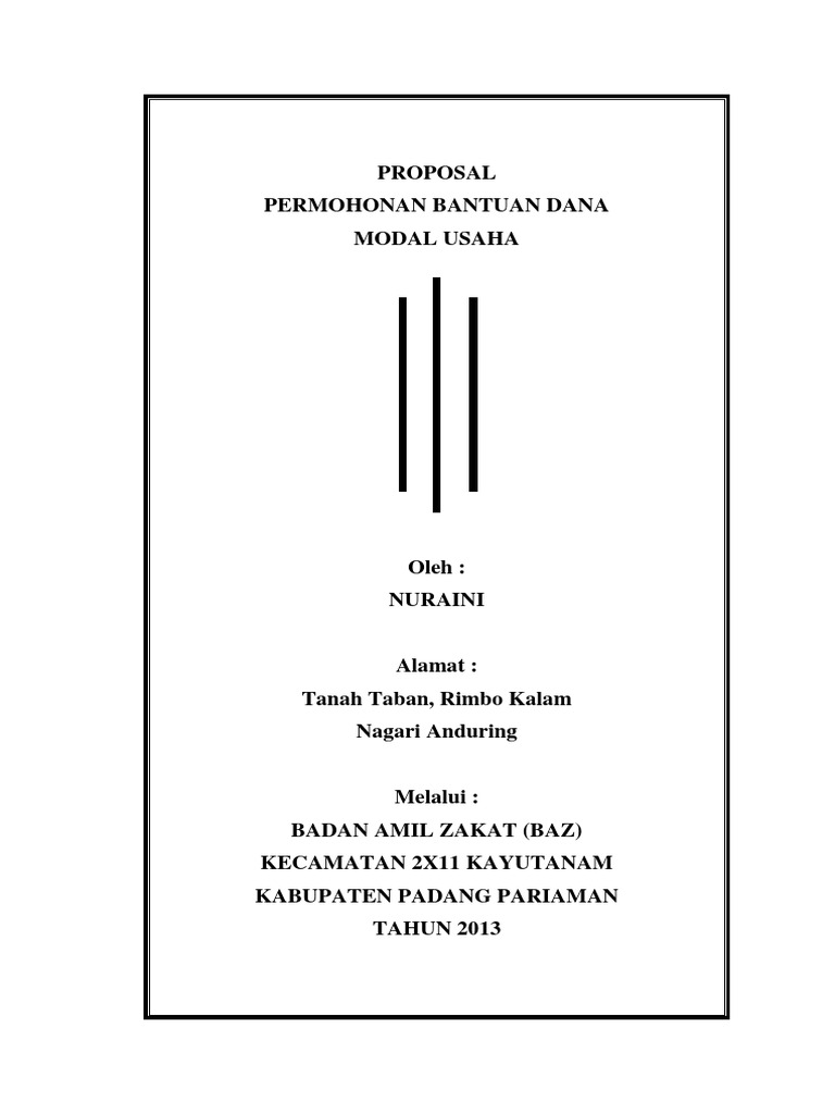 Detail Contoh Proposal Bantuan Modal Usaha Perorangan Doc Nomer 36