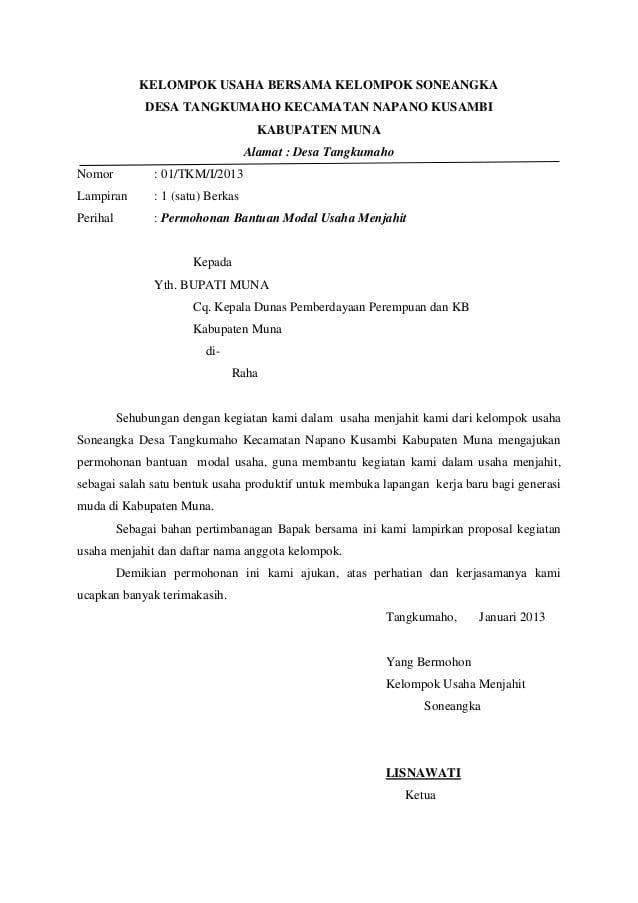 Detail Contoh Proposal Bantuan Modal Usaha Perorangan Doc Nomer 6