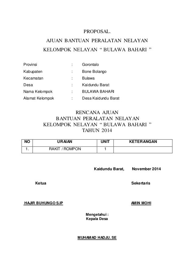 Detail Contoh Proposal Bantuan Perikanan Nomer 19