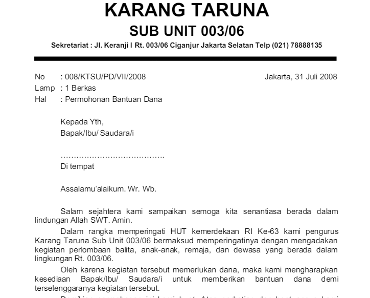 Detail Contoh Proposal Karang Taruna Pengajuan Dana Nomer 47