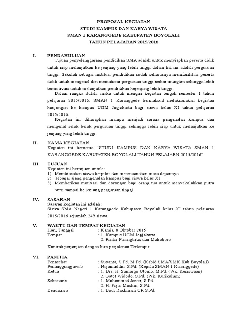 Detail Contoh Proposal Kegiatan Kampus Nomer 7